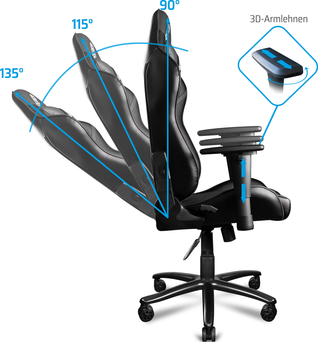ONE GAMING Chair Pro BLACK V2 Gaming Stuhl, Bild 4 (19.07.2024)